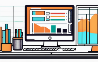 Grafik Tabelle mit Gehaltsdaten, Laptop und Kaffeetasse im Hintergrund.
