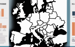 Grafik zeigt Einkommensverteilung in Deutschland mit steigenden und fallenden Pfeilen.