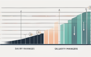 Grafik zeigt Gehaltsbereiche für Marketing Managers auf einem Bildschirm.
