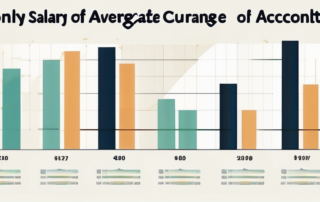 Grafik zeigt Gehaltsspanne mit Taschenrechner und Finanzdokumenten im Hintergrund.