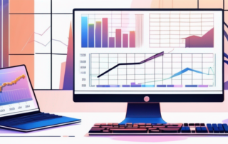 Grafik zur Gehaltsstatistik von Programmierern vor einem Laptop.