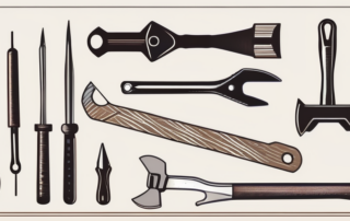 Hand hält Werkzeug, Metallfunken beim Schleifen in Werkstatt.