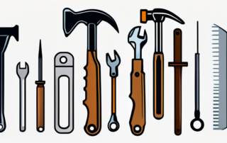 Handwerker präsentiert stolz einen Gehaltsscheck, Werkzeuge im Hintergrund.