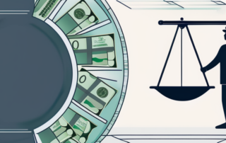 Hände schütteln vor dem Hintergrund von Geldscheinen und Arbeitswerkzeugen.