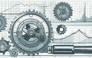 Ingenieur zeigt Gehaltsscheck neben Maschinenbauteilen auf einem Tisch.