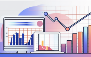 Junge Absolventen in Anzügen diskutieren über Diagramme und Gehaltszahlen.