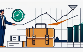 Junge Fachkraft freudig Gehaltscheck betrachtend, Finanzturm im Hintergrund.