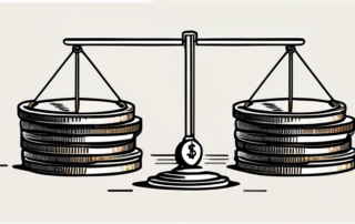 Jurist stapelt Geldscheine auf einem Tisch, Bücher im Hintergrund.