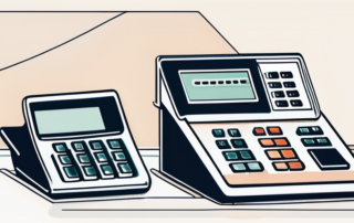 Kassierer hinter der Kasse, Geldscheine und Münzen zählend, nachdenklicher Blick.