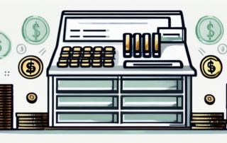 Kassierer zählt Geld an der Supermarktkasse.