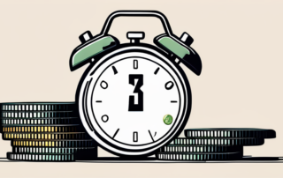 Kassierer zählt Geld, Stundenuhr im Hintergrund.