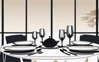 Kellner mit Tablet, Geldscheine darauf, im Hintergrund ein Restaurant.