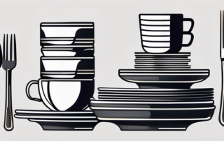 Kellner zählt Trinkgeld, neben Kassenbon und Rechner, auf Restauranttisch.