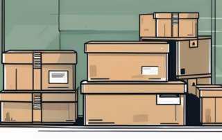 Lagerarbeiter zählt Geld vor Regalen voller Lagerbestände.