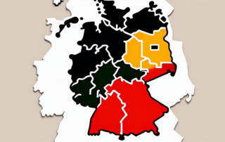 Landkarte Deutschlands mit verschiedenen Farben je nach Gehaltsniveau pro Bundesland.