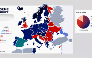 Landkarte Europas mit hervorgehobenen Einkommensdaten verschiedener Länder.