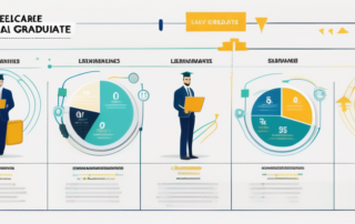 Lächelnder Absolvent hält übergroßen Gehaltsscheck vor Elektrotechnik-Kulisse.