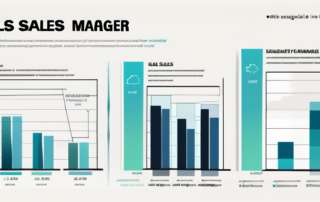Manager diskutiert Gehalt mit Mitarbeiter, Balkendiagramm im Hintergrund.