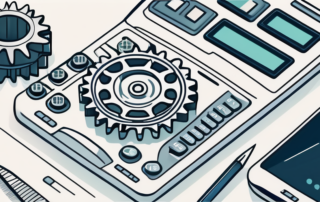 Maschinenbauingenieur mit Gehaltszettel vor industriellen Maschinen lächelnd.