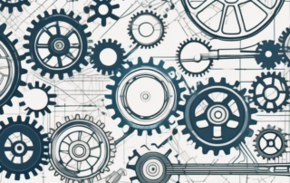 Mechatroniker bei der Arbeit, Gehaltsscheine im Hintergrund sichtbar.