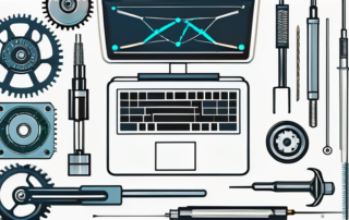 Mechatroniker bei der Arbeit, Geldscheine im Hintergrund.