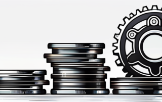 Mechatroniker hält Gehaltsscheck, im Hintergrund industrielle Maschinen.