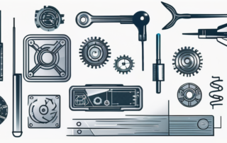 Mechatroniker hält Gehaltszettel, Werkzeuge im Hintergrund.
