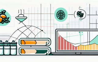 Messgeräte auf Lebensmittelpaket, Diagramm und Geld im Hintergrund.