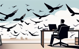 Person am Gipfel blickt auf aufgehende Sonne über Wolkenmeer.