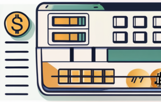 Person betrachtet Diagramme neben Laptop, symbolisiert Finanzen und Berechnungen.