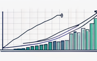 Person betrachtet steigende Finanzkurven auf einem Computerbildschirm.