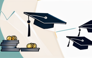 Person, die freudig einen Gehaltsscheck betrachtet, Diagramme im Hintergrund.