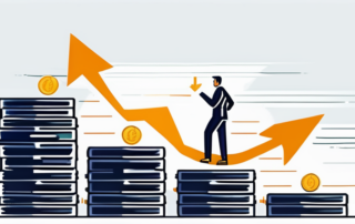 Person, die vor einem aufsteigenden Pfeil aus Geldscheinen steht.