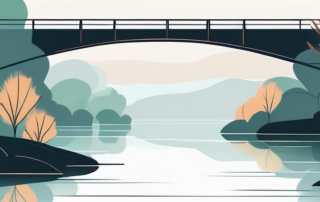 Person erklimmt erfolgreich eine symbolische Karriereleiter über dunklen Wolken.