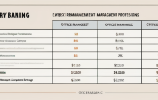 Person hält Gehaltsscheck vor Bürotisch mit Computer und Finanzdiagrammen.