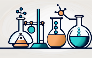 Person hält Geld, während Chemiebücher im Hintergrund gestapelt sind.