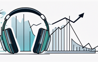 Person hält Geldscheine, Computer und Headset im Hintergrund