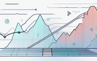 Person hält Geldscheine, Laptop mit Diagrammen im Hintergrund.