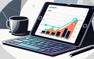 Person hält virtuelle Schlüssel über technologiebasiertem Workflow-Diagramm.