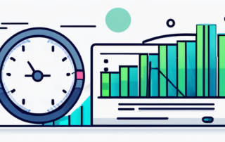 Person präsentiert Gehaltskalkulation auf Tablet vor einer Finanzanalyse-Grafik.