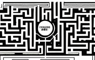 Person schaut hoffnungsvoll auf Wegweiser mit Karriereoptionen.