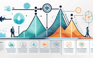 Person steigt symbolische Geldstufen zum beruflichen Erfolg empor.