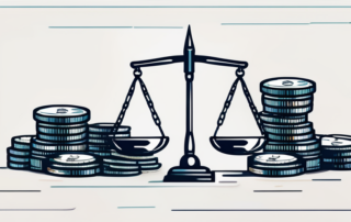 Rechtsanwalt betrachtet Diagramm mit aufsteigenden Gehaltszahlen auf Laptopbildschirm.