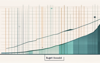 Rentnerpaar betrachtet Budget auf digitalem Tablet mit Sparbüchse daneben.