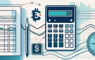 Sachbearbeiter, der vor einem Computer mit Gehaltskurven auf dem Bildschirm sitzt.