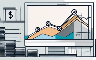 Sekretärin, die Finanzdiagramme neben einem Laptop betrachtet.