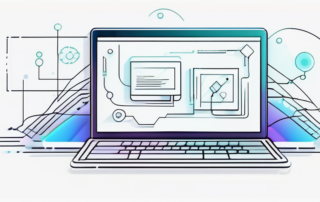 Stapel Geldscheine, Computer im Hintergrund, Diagramme auf Bildschirm.