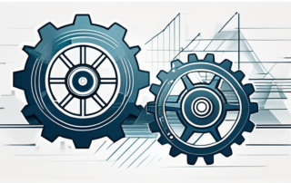 Stapel Geldscheine, Taschenrechner und Helm auf technischen Bauplänen.