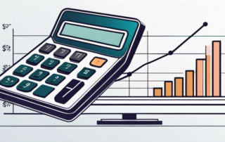 Stapel Geldscheine und Taschenrechner auf einem Schreibtisch.