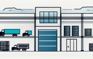 Stapel von Geld vor einem Lagerregal mit Barcode-Scanner.